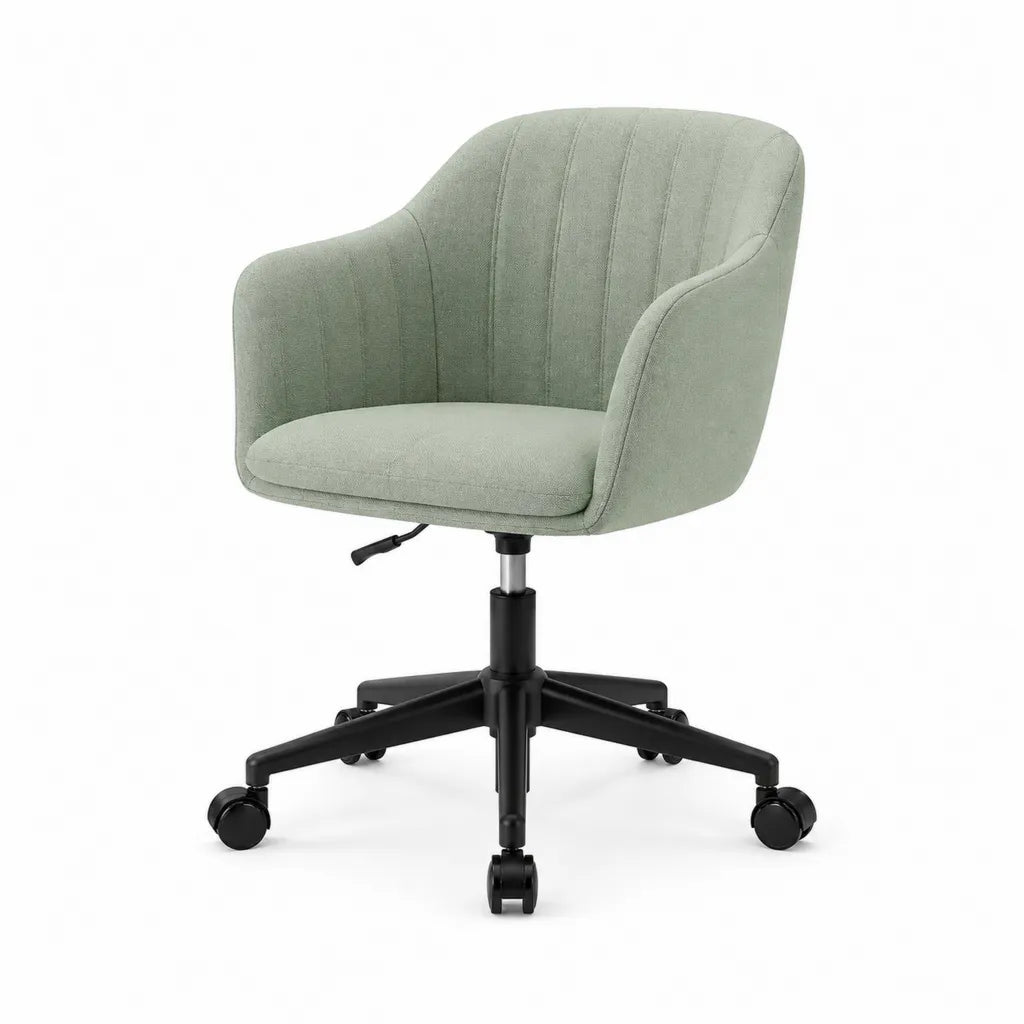 Sedia da ufficio girevole regolabile in poliestere verde salvia con braccioli 61 x 61 x 80-90 cm