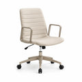 Sedia da ufficio girevole in poliestere beige con braccioli e ruote 62 x 62 x 91-101 cm