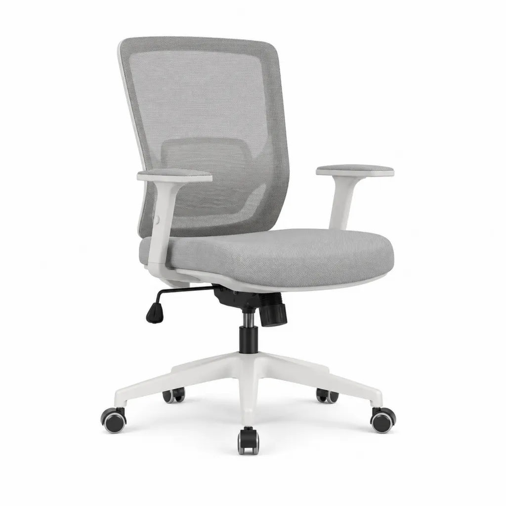 Sedia da ufficio ergonomica girevole con schienale in rete grigia e braccioli 64 x 64 x 96-106 cm