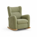 Poltrona a dondolo con schienale alto in poliestere boucle verde salvia 75 x 92 x 104 cm