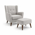 Poltrona relax con poggiapiedi imbottita in poliestere grigio con gambe in legno massello 75 x 84 x 101 cm