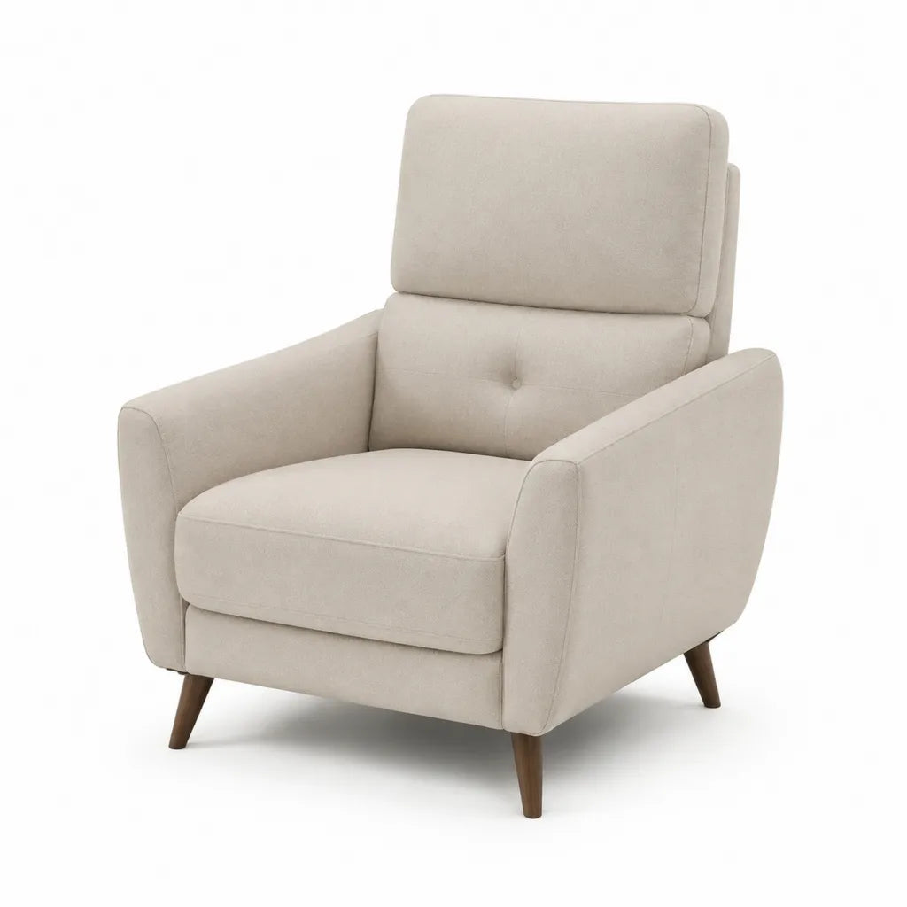 Poltrona da soggiorno imbottita in poliestere beige con schienale alto 76 x 85 x 105 cm