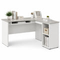 Scrivania angolare a L 140 x 140 x 75 cm in pannelli di particelle bianco e grigio cemento