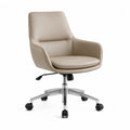 Sedia da ufficio girevole regolabile in altezza in pelle PU beige 65 x 65 x 90-100 cm