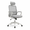 Sedia da ufficio ergonomica con poggiatesta in rete grigio chiaro 64 x 64 x 118-128 cm