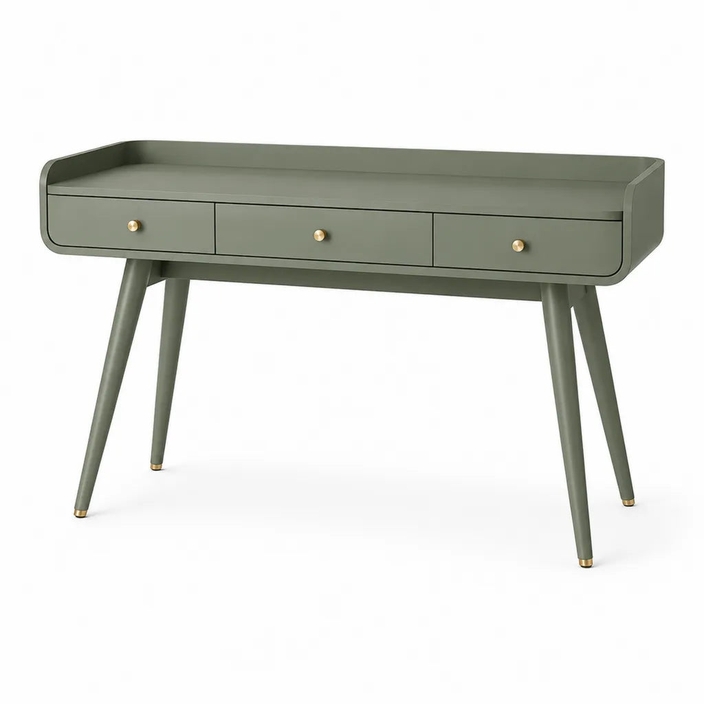 Scrivania tradizionale con 3 cassetti in MDF rettangolare verde oliva 120 x 60 x 75 cm